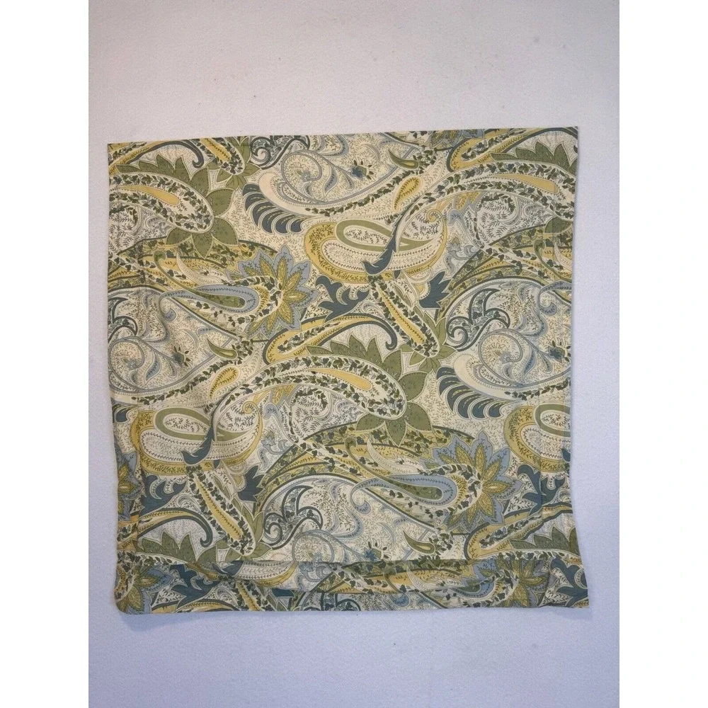 Pottery Barn Single Euro Sham Paisley 100% Cotton Cottage Home Green Yellow Blue